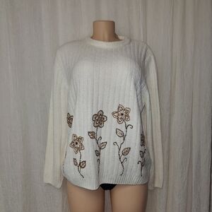 Alfred Dunner Cream Knit Sweater Wen Size XL